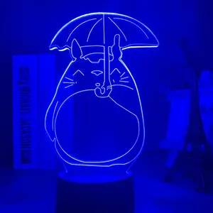 일본 애니메이션 이웃 토토로 우산 침실 Led 야간 조명 램프 3d 환상 빛 어린이 소녀 생일 선물