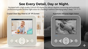 Caméra de surveillance pour bébé sans fil KT-905SC 1080P HD, vision nocturne automatique, surveillance de la température, audio bidirectionnel, batterie rechargeable, VOX - Product Image 4