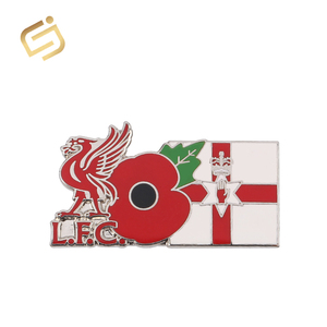 Promocional broche de esmalte club de fútbol rojo amapola flor solapa <span class=keywords><strong>Pin</strong></span> insignias - Product Image 1