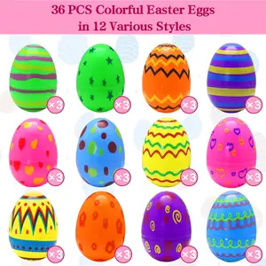La decorazione colorata della festa del giorno delle vacanze di Pasqua fornisce giocattoli per bambini per bambini piccoli set di uova di Pasqua dipinte a guscio d'uovo vuote