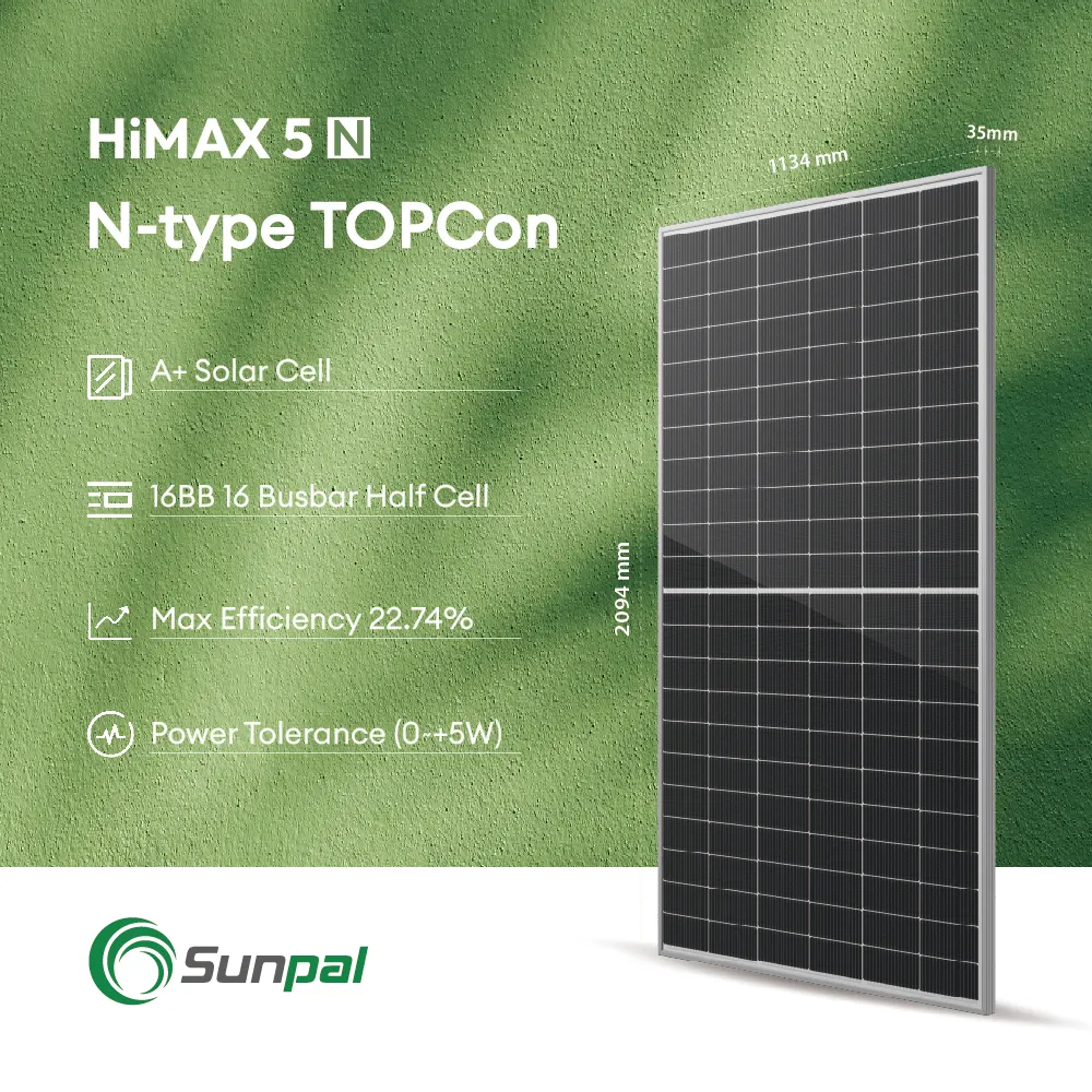 Sunpal Solarpanels in Klasse A Monokristallines N-Typ 500 W 510 W 550 W Solarpanel für Hybrid-Solarsystem
