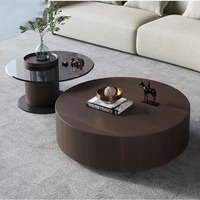 Modernes Luxuriöses Holz-Glas Rundes Couchtisch-Set Wohnzimmer Multifunktionale Heim-Schubladenmöbel Design Einzigartig Neuestes Modell