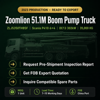 Bomba de Concreto Usada Zoomlion 52m Diésel Scania P410 6x4 Montada en Camión con Motor DC13 y Productividad de 18m³/h ZLJ5350THBSF