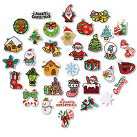 Patchs brodés de Noël personnalisés : Maison de Noël, flocon de neige, jouet, autocollants décoratifs pour vêtements et chaussures – En stock