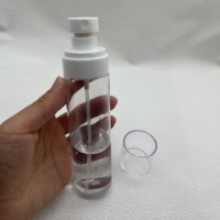 Flacon pulvérisateur cosmétique en plastique PET multi-matériaux, blanc transparent, avec pompe à brume fine, impression sérigraphique, 50 ml, 80 ml, 100 ml