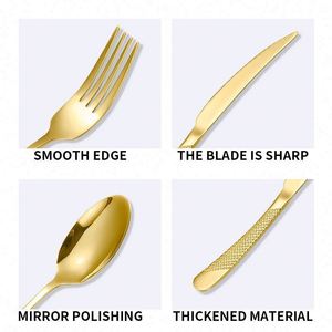 Stainless Steel SS410 Cutlery <b>Star</b> Diamond Cutlery Set Silverware Gold Plated <b>Star</b> Diamond Handle Flatware - Product Image 4