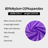 Nouveautés Tissu tricoté élastique en nylon ripstop holographique à paillettes avec élasthanne pour maillots de bain, robes de plage et vêtements de gymnastique