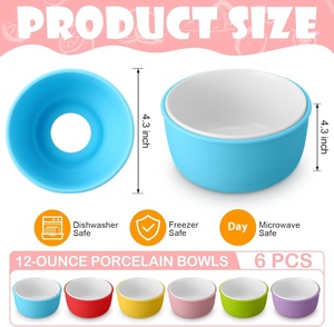 6 Sets 4.3 Inch Anti-Scald <b>Kids</b> Bowls Silicone Sleeve Microwave Dishwasher Safe <b>for</b> Toddler Snacks <b>Lunch</b> <b>Boxes</b> - Product Image 3