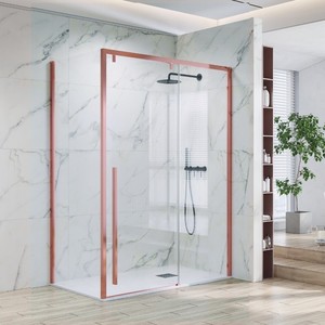 Kamalu KSA5000RG moderna cabina doccia 70x140 oro rosa telaio in alluminio con 8mm di vetro rettangolo vassoio in PVC per il bagno di casa - Product Image 2