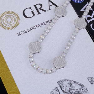<span class=keywords><strong>Collier</strong></span> <span class=keywords><strong>trèfle</strong></span> à quatre <span class=keywords><strong>feuilles</strong></span> serti de diamants NUOYA, <span class=keywords><strong>argent</strong></span> sterling 925, chaîne tennis en moissanite VVS, bijoux hip-hop pour femmes, passe le test du diamant - Product Image 3