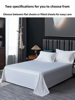Draps de lit en coton pur blanc tissé épais pour hôtels et maisons d'hôtes, tissu satiné blanchi avec rayures satinées