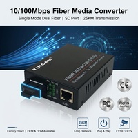 Convertidor de Medios SFP TiNCAM 10/100M, Fibra Óptica 1550nm, Conector RJ45 SC, Alcance de 20km, Función WDM para Conmutación de Redes FTTH