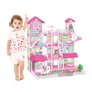 MILI semblant jouer 416 pièces fille princesse jouet accessoires meubles bricolage assemblage grande taille rêve rose <span class=keywords><strong>maison</strong></span> de poupée avec fille poupée - Product Image 2