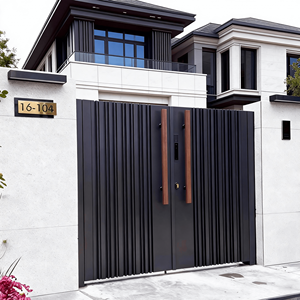 Portes extérieures modernes à double <span class=keywords><strong>battant</strong></span>, portes d'entrée, alliage d'<span class=keywords><strong>aluminium</strong></span>, <span class=keywords><strong>portail</strong></span> manuel à <span class=keywords><strong>battant</strong></span> pour maisons - Product Image 2