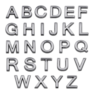 Cheap Wholesale Custom <strong>Sliver</strong> 3d Plastic Alphabet Badge <strong>Chrome</strong> Car Letters Numbers Logo Stickers - Product Image 2