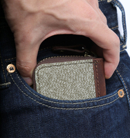 Gaya antik dompet koin kanvas dan kulit tahan air tempat kartu ID bisnis dengan ritsleting Dekat dompet pria