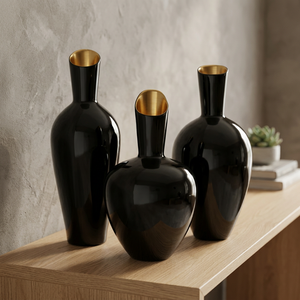 Vases à fleurs en aluminium de luxe noirs de style européen - Product Image 3
