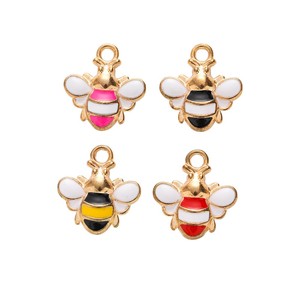 Mặt dây chuyền men hợp kim mạ vàng hình con ong cánh sọc dành cho túi <span class=keywords><strong>tote</strong></span> câu lạc bộ vườn, làm điểm nhấn - Product Image 1