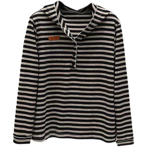 <b>Striped</b> Hooded Long Sleeve T-Shirt Women Knitted Slim Fit Spring Autumn Casual <b>Top</b> - Product Image 5