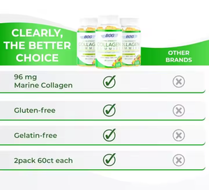 Parlayan cilt sakızlı, 25 günlük tedarik (50 kapsül), dolgun çilek, hyaluronik asit, kollajen, deniz topalak, çiğneme takviyesi - Product Image 5