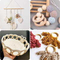 Lot de 36 anneaux en bois de 60 mm, anneaux en bois naturel pour macramé, pour bricolage et décoration intérieure