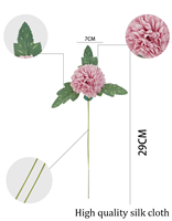 Fleur artificielle en soie en gros, chrysanthème boule 29 cm à tige courte, fausse pompon pour la décoration de la maison, des événements et de la vente au détail, vente en gros