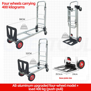 Chariot de manutention pliable tout aluminium à plateau plat pour bagages à main, courses et logistique, capacité 200KG 400KG - Product Image 4