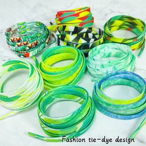 Cordones Planos de Poliéster Verde Lima Modernos con Diseño Floral de Flores Coloridas, Cordones Personalizados para Zapatillas Deportivas de Mujer y Hombre - Product Image 4