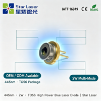 Dioda Laser Biru 445nm 2W TO56 PLPT5 447KA Ams OSRAM Kepala Laser Daya Tinggi Baru untuk Sistem Pencahayaan Proyeksi Laser