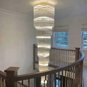 Benutzer definiertes Projekt Luxus Stil Innendekoration Treppe Spirale Runde Modernes Hotel Glas Kronleuchter