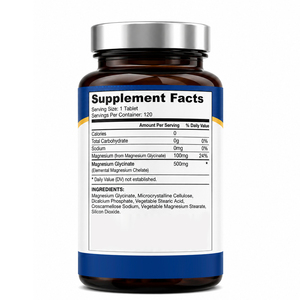Capsules de glycinate de magnésium 500 mg pour la récupération musculaire, la santé cérébrale, le soutien immunitaire et cardiaque, dose personnalisable (2 capsules par...). - Product Image 6
