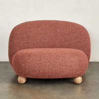 Fauteuil simple en tissu bouclé et bois, style minimaliste nordique, mobilier de salon, fauteuils d'appoint de qualité commerciale pour projets
