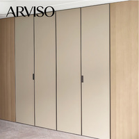 Ensemble de meubles de chambre à coucher modernes autoportants en aluminium et cuir, design métallique modulaire personnalisé, avec porte de placard – Dernière collection