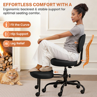 Chaise de yoga moderne 2025 à hauteur réglable avec soutien lombaire, chaise de méditation de bureau à jambes croisées avec roulettes
