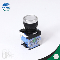 Interrupteur à double bouton carré Série LA 380V/220V 10A 2NO 1NC LED IP53, interrupteur à bouton en plastique à tête champignon