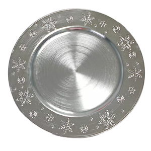 Vente en gros d'assiettes jetables en or clair <span class=keywords><strong>de</strong></span> 13 pouces <span class=keywords><strong>petit</strong></span> flocon <span class=keywords><strong>de</strong></span> neige traditionnel moderne pour la fête <span class=keywords><strong>de</strong></span> Noël en plastique - Product Image 4