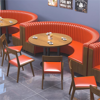 Prix Direct Usine Luxe Restaurant Bois Tables et Chaises Banquette Demi-Circulaire Orange Ensemble de Restaurant pour Restauration Rapide