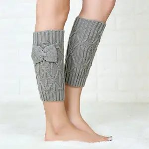 Mùa Thu Mùa Đông Phong Cách Mới Jacquard Leg Warmer Handmade Bowknot Mid Ống Của Phụ Nữ Dệt Kim Sock Bìa Leg Warmer