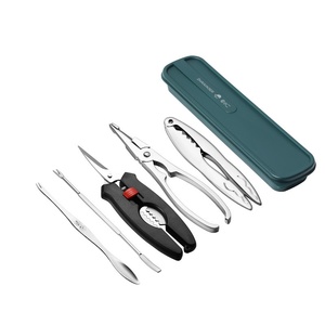 Herramienta de cangrejo de acero inoxidable de ocho piezas, pinzas de Metal duraderas, agujas, tijeras para comer cangrejos peludos, juego de herramientas para mariscos - Product Image 6