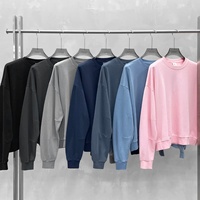 Sweat-shirt unisexe en coton pur 360g de haute qualité, coupe décontractée, col montant, avec coupe personnalisée et détails lavés, en tissu éponge