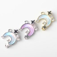 Brand New Haute Qualité Alliage Lune Pendentif DIY Bracelet Collier Double Suspendu Connecteur Bijoux Accessoires