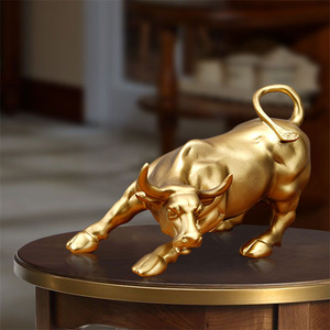 Wall Street Ganado Cobre Buey Escultura Toro Estatua Carga Stock Mercado Vaca Estatua Decoración para el hogar Regalo Knick-Knacks - Product Image 4