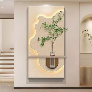 ภาพวาดตกแต่งแจกันศิลปะแบบเรียบง่ายด้วยไฟ LED หินทรายสามมิติรูปห้องโถงลมครีม - Product Image 5