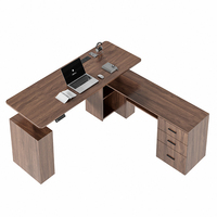 Moderna Estación de Trabajo Ejecutiva para el Hogar en Forma de L, de Madera, Automática, Ergonómica, Giratoria, Ajustable en Altura y Convertible