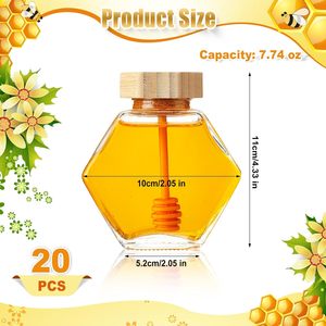 Pot en verre écologique de forme irrégulière pour miel, avec couvercle à boucle et cuillère, idéal pour le sirop, le miel d'abeille et le stockage alimentaire en cuisine - Vente en gros - Product Image 3