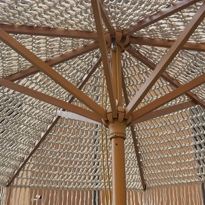 Sombrilla de Playa Personalizada con Borlas de Algodón Hechas a Mano, Resistente, Plegable, con Diseño Calado, para Patio, Restaurante, Exteriores - Product Image 6
