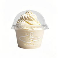 Couvercles Dôme Transparents Personnalisables en PET/PLA pour Gobelets à Glace, Smoothies, Puddings et Sundaes à Paroi Simple