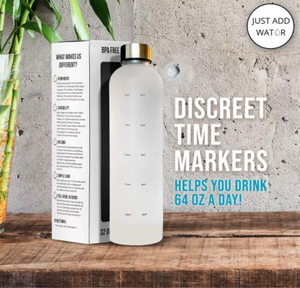 Bouteille d'eau motivante avec marqueur de temps, sans BPA, en plastique Tritan givré, étanche et résistante aux chutes, 1 litre, 32 OZ, pour la salle de sport - Product Image 4