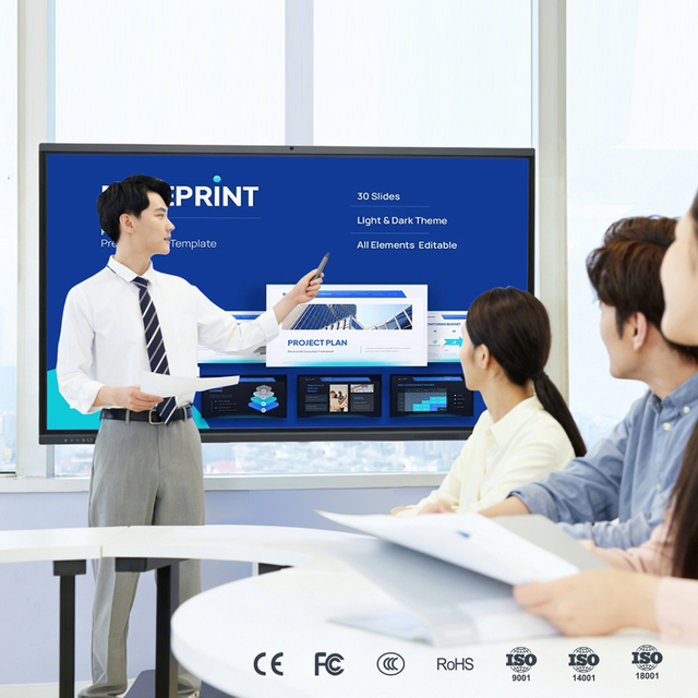 QDE 65 75 86 98 110 Inch Smart Interactive Whiteboard HD Conference Board Wireless Touch Screen Digital Board 4K