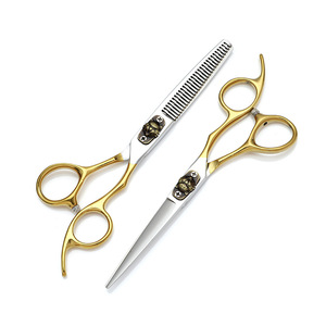 Semi Gold Hairdressing Scissors Stainless Steel Sharp Blade Thinning Shears Long Handle Professional Barber Hairstylist Cutting - Product Image 4